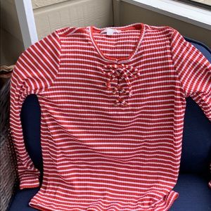 Michael Kors stripped sweater with tie.
